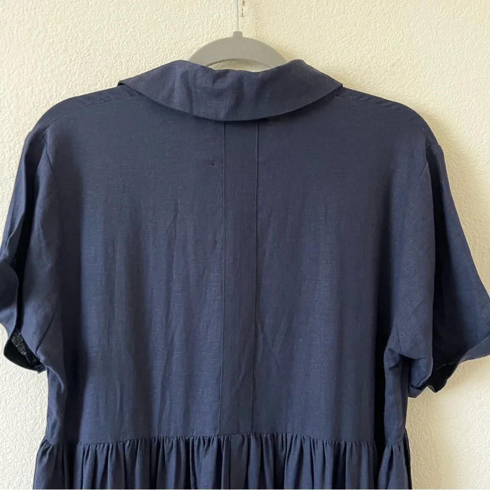 NWT 100% Linen Babydoll Midi Shirt Dress Pockets Coastal Size Small - Picture 11 of 15